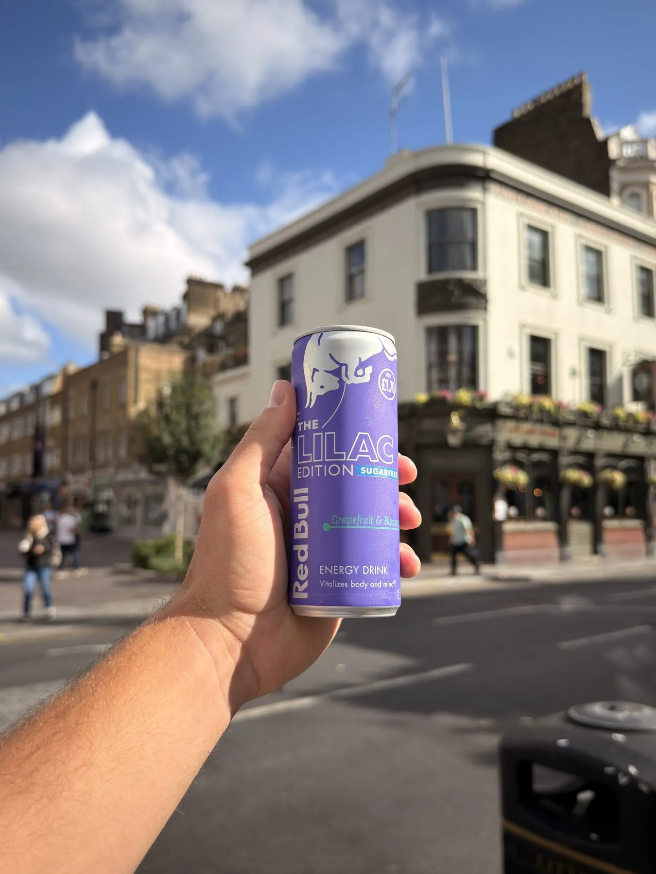 The Lilac Edition held up on a street in London